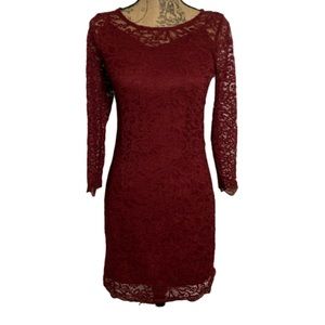 Piperlime red lace long sleeve dress